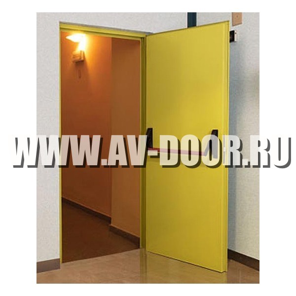 Фото работы: Жёлтая огнеупорная одностворчатая дверь с антипаникой