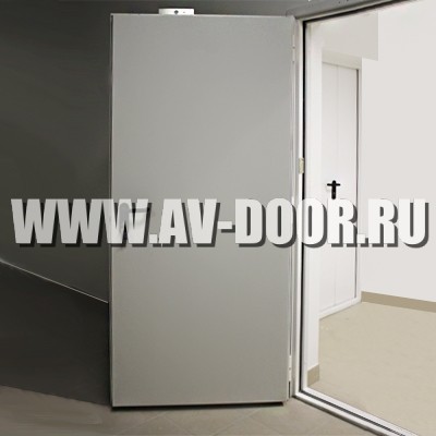 Фото работы: Одностворчатая огнеупорная дверь серого цвета