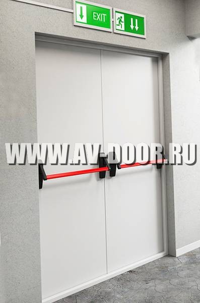 Фото работы: Белая порошковая огнеупорная дверь с антипаникой в больнице