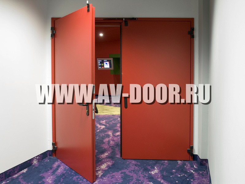 Фото работы: Красная двупольная дверь в холл