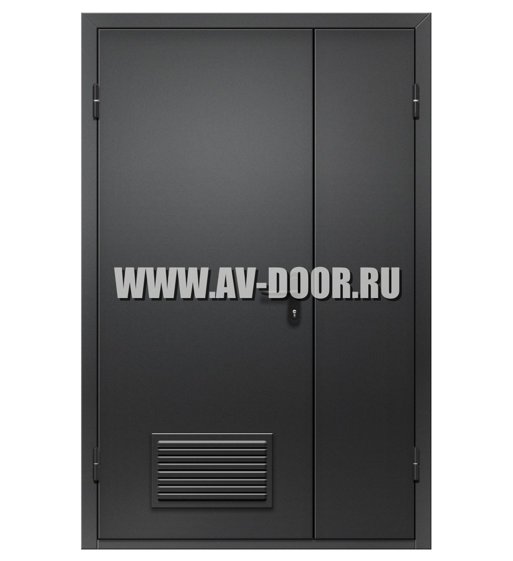 Дверь противопожарная полуторостворчатая с вентиляционной решеткой EI-90 ДМП-2Г