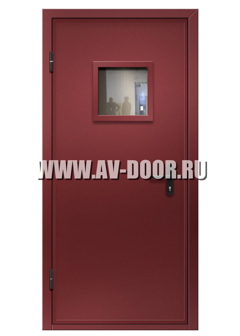 Дверь противопожарная однопольная с квадратным стеклом EI-30 ДМП-1О