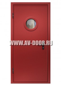 Дверь противопожарная однопольная с круглым стеклом ДМП-1О