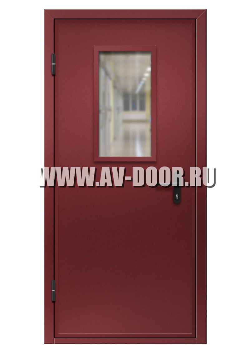 Дверь противопожарная одностворчатая с прямоугольным стеклом ДМП-1О
