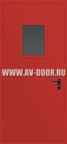 Одностворчатая противопожарная дверь с квадратным стеклом