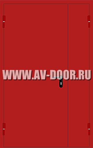 Полуторная противопожарная глухая красная дверь