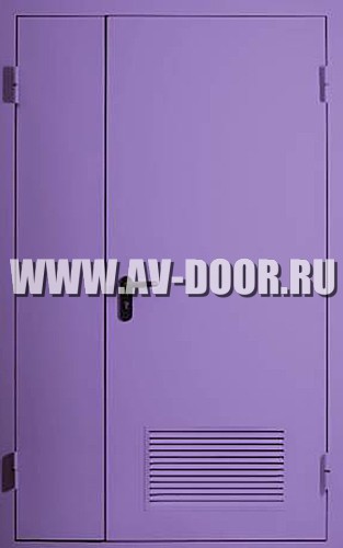 Полуторная противопожарная дверь с вентиляционной решеткой