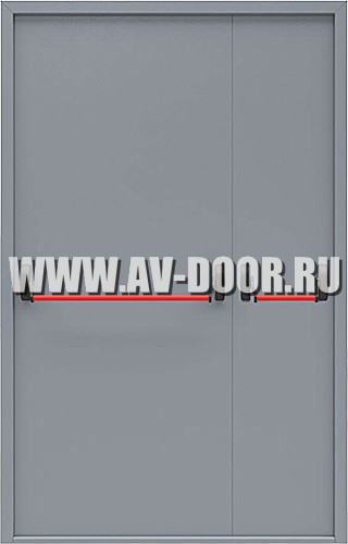 Полуторная противопожарная глухая дверь с двумя антипаниками
