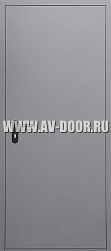 Серая противопожарная однопольная глухая дверь
