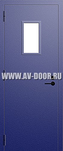 Противопожарная однопольная дверь с прямоугольным стеклом