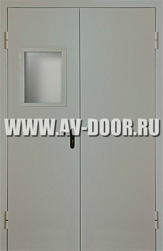 Двухстворчатая противопожарная дверь со стеклом