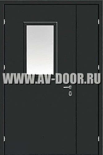 Противопожарная двупольная дверь со стеклом