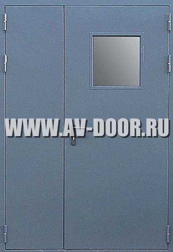 Противопожарная двухстворчатая дверь со стеклом