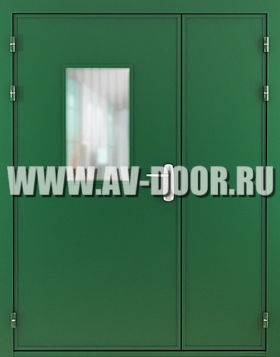 Двупольная противопожарная дверь со стеклом