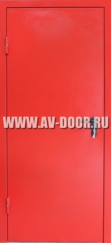 Противопожарная глухая одностворчатая красная дверь