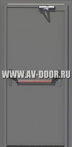 Противопожарная однопольная глухая дверь с антипаникой