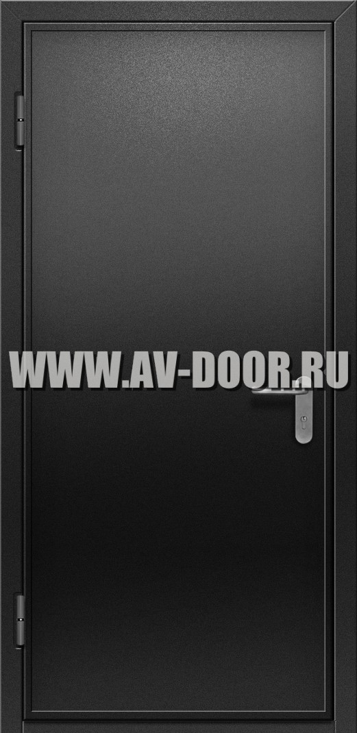 Черная противопожарная глухая однопольная дверь