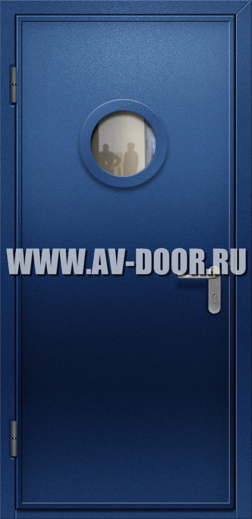 Однопольная противопожарная дверь с круглым стеклом