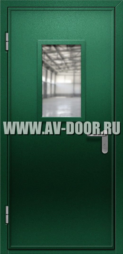 Противопожарная одностворчатая дверь с прямоугольным стеклом