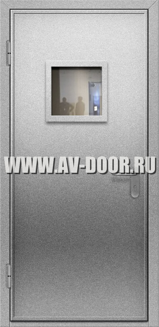 Однопольная противопожарная дверь с квадратным стеклом