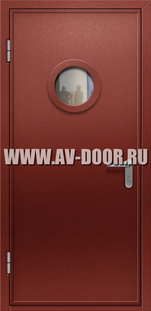 Противопожарная одностворчатая дверь с круглым стеклом