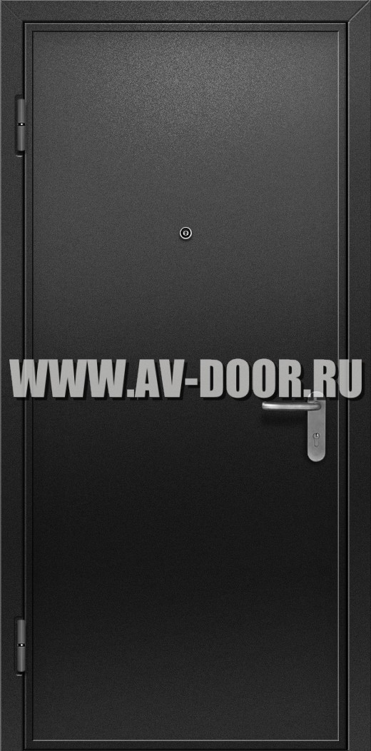 Противопожарная черная одностворчатая глухая дверь без порога