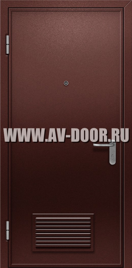 Противопожарная однопольная без порога дверь с вентиляционной решеткой