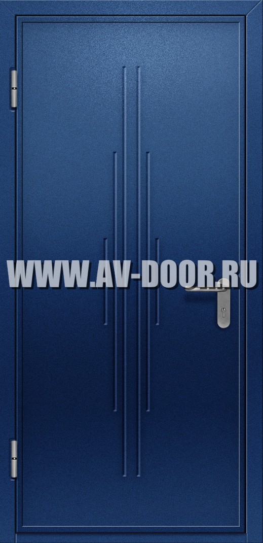 Противопожарная дымогазонепроницаемая глухая дверь синяя