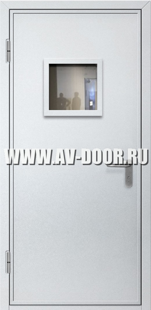 Дымогазонепроницаемая противопожарная дверь с квадратным стеклом