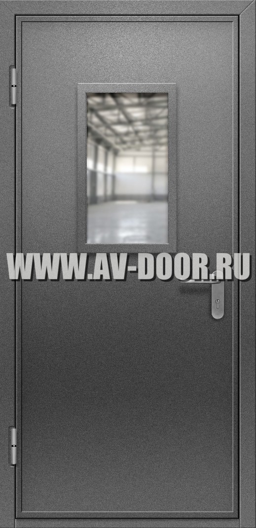 Противопожарная дымогазонепроницаемая дверь с прямоугольным стеклом