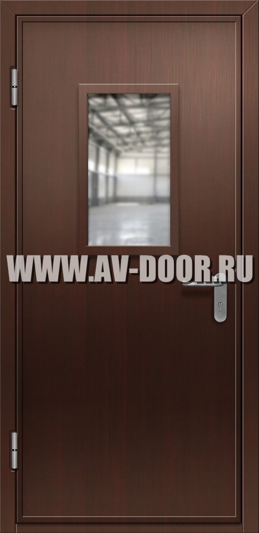 Противопожарная дымогазонепроницаемая дверь из мдф с прямоугольным стеклом