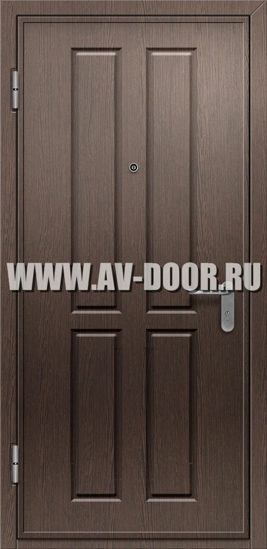 Противопожарная темно коричневая одностворчатая глухая дверь из МДФ