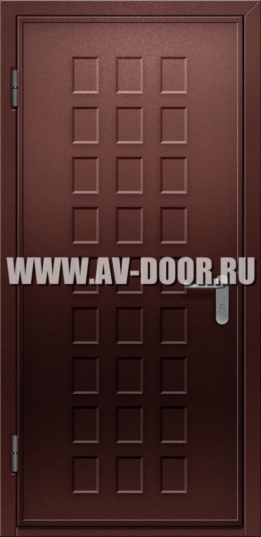 Коричневая противопожарная однопольная дверь