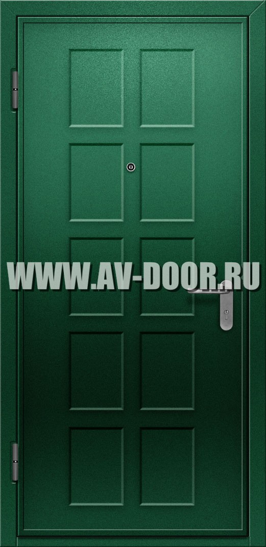 Противопожарная зелёная однопольная дверь