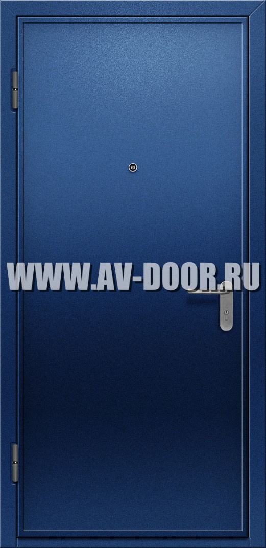 Противопожарная синяя однопольная дверь