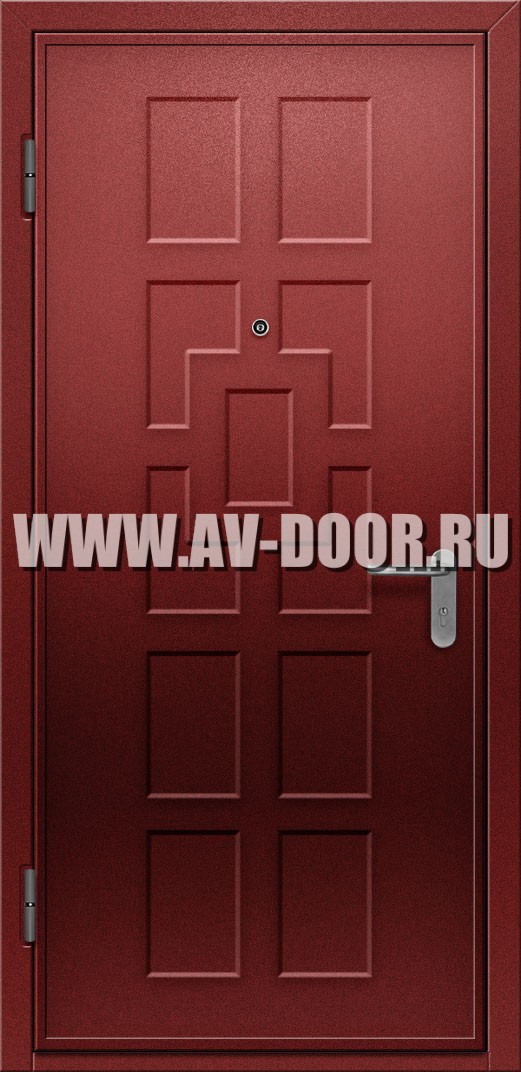 Красная противопожарная глухая дверь