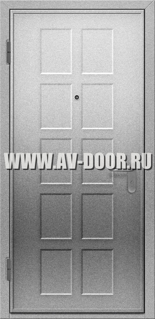 Противопожарная глухая однопольная дверь стального цвета