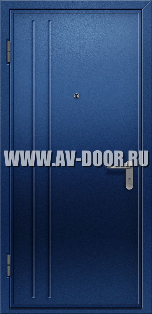 Противопожарная глухая одностворчатая синяя дверь