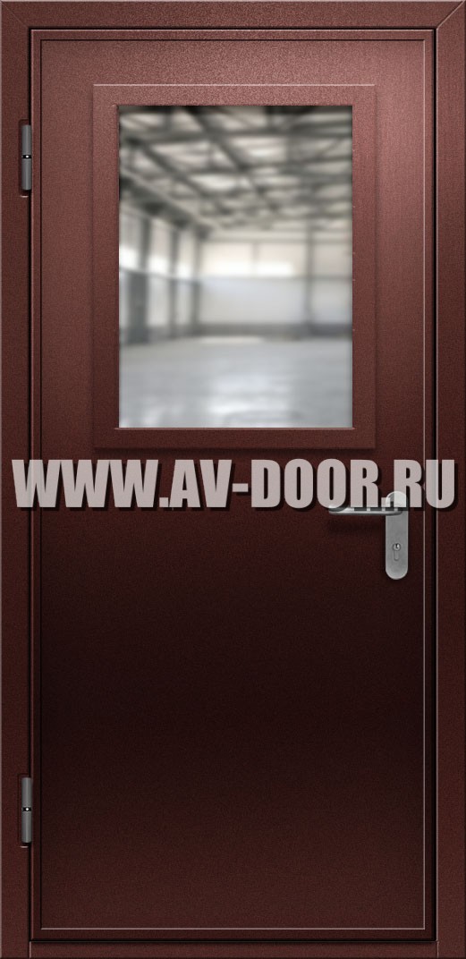 Противопожарная однопольная дверь со стеклом