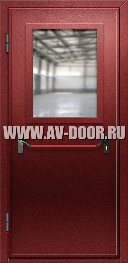 Дверь противопожарная со стеклом и антипаникой