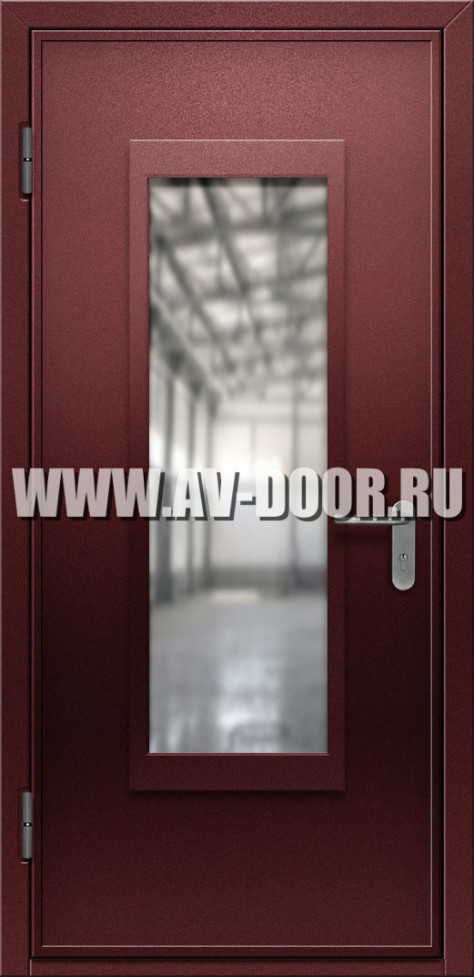 Одностворчатая противопожарная дверь со стеклом