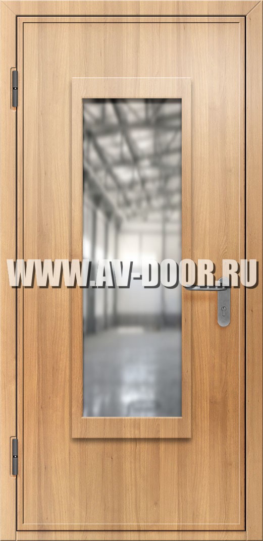 Однопольная противопожарная дверь из МДФ со стеклом