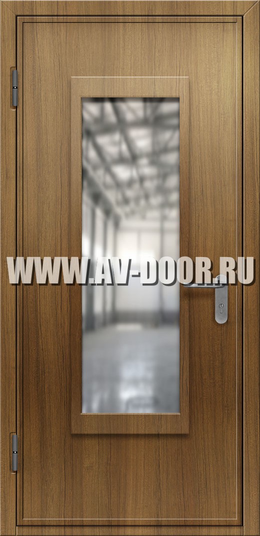 Противопожарная одностворчатая дверь из МДФ со стеклом