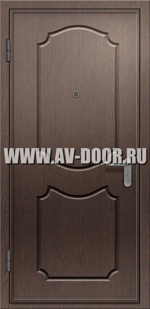 Противопожарная коричневая глухая одностворчатая дверь из МДФ