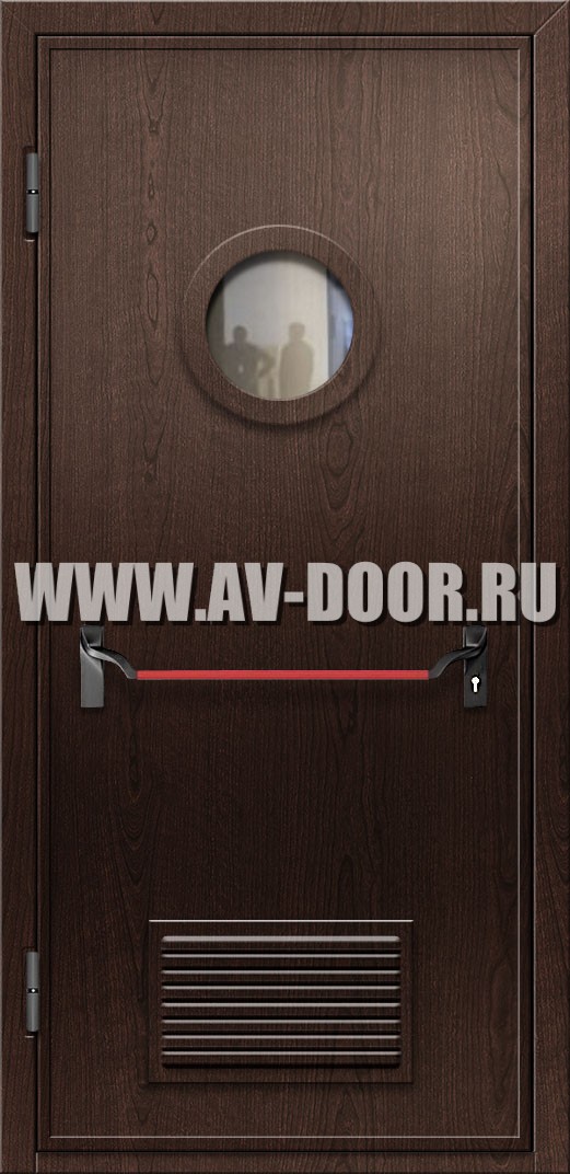 Противопожарная дверь из МДФ с решеткой и стеклом