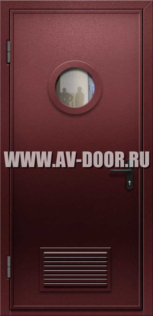 Дверь противопожарная с решеткой и стеклом