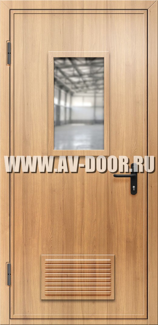 Противопожарная дверь из МДФ с вентиляцией и стеклом
