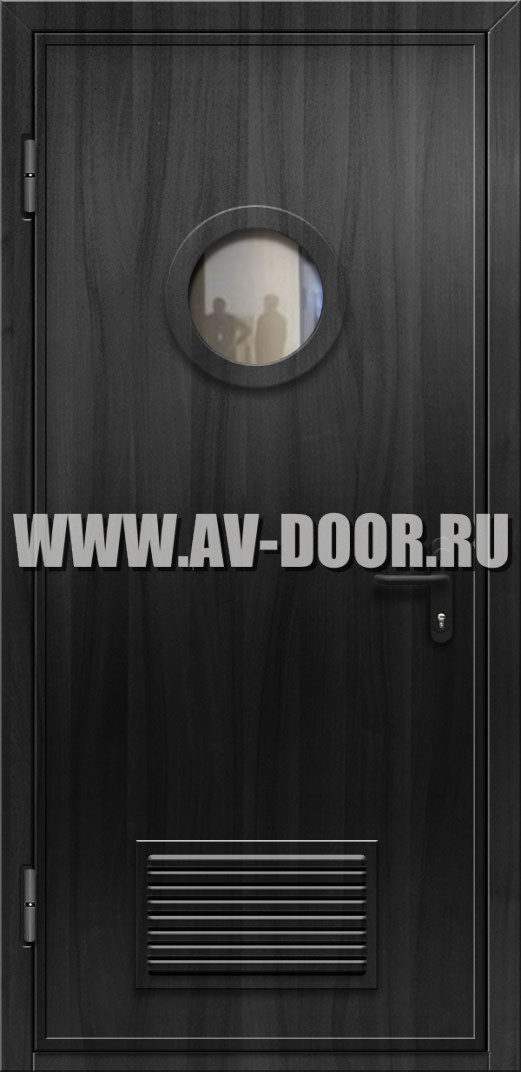 Однопольная дверь из МДФ с защитой от огня, решеткой и стеклом