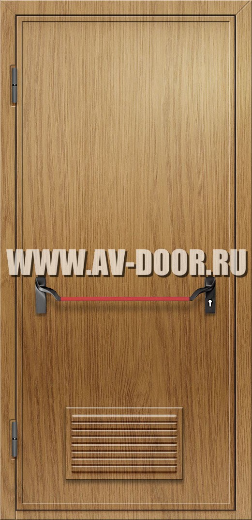 Противопожарная глухая дверь с антипаникой и решеткой