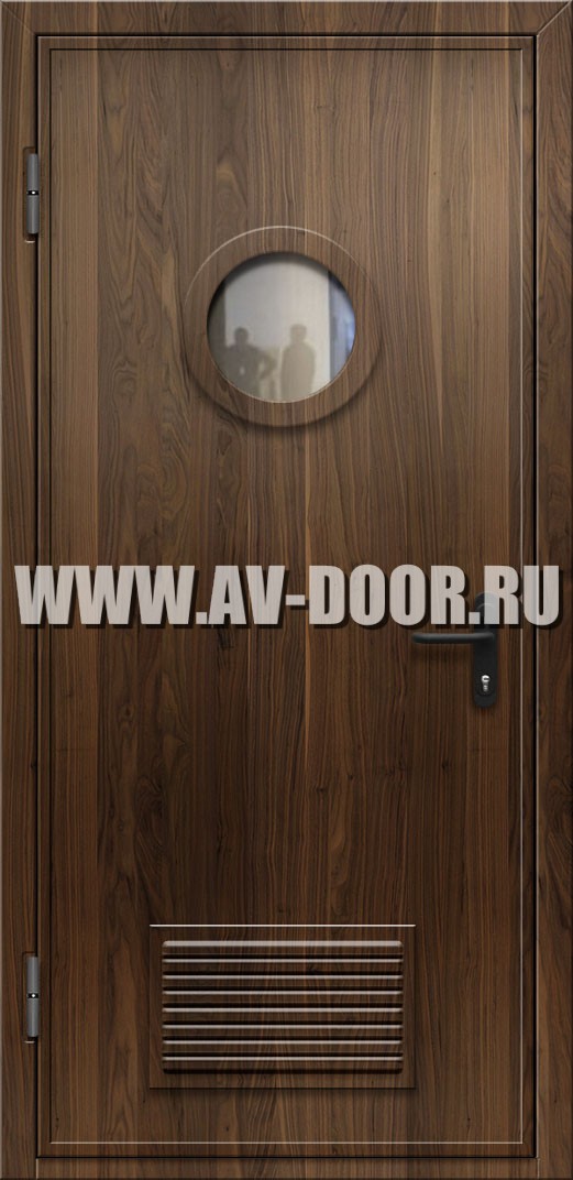 Дверь противопожарная из МДФ с решеткой и стеклом